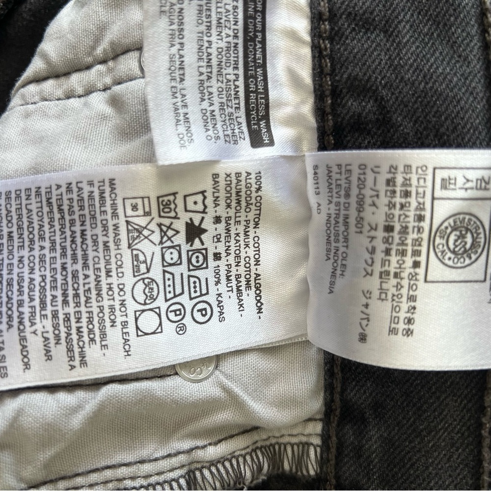 Levi's Big E Premium 501 S Jeans - Faded Black Wash - Grunge Streetwear -Size 27 - Picture 12 of 15